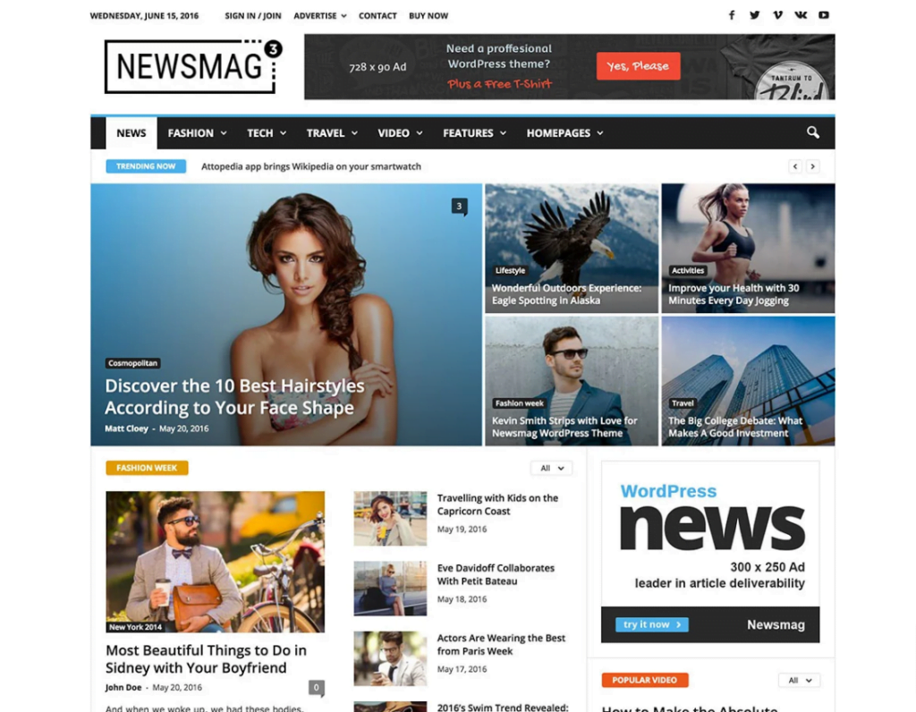 newsmag adsense optimized theme